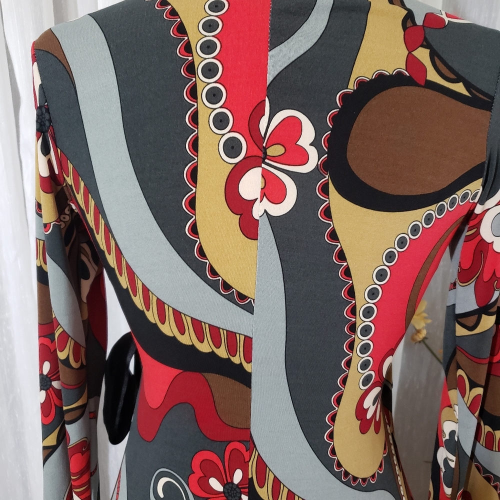 Wrap Midi Dress in Multi-Color Abstract Print - Picture 2 of 6